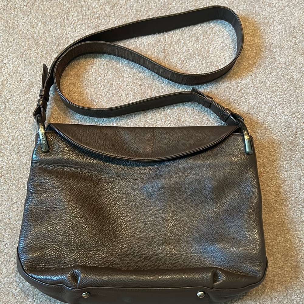 Beautiful Pebbled Leather Akris Shoulder Bag W/Woven Strap, Mint Condition